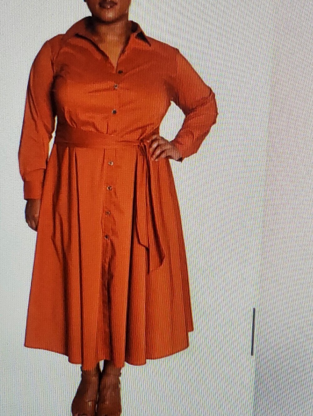 PARI PASSU NWT BAG. BELTED SHIRT DRESS. SZ B7(PLUS PEAR SHAPE 24). RUST. BUTTON
